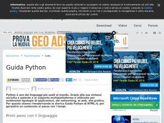 Screenshot sito: Guida al Python