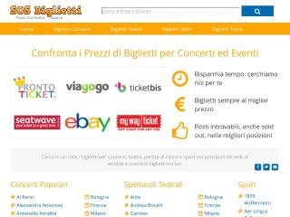 Screenshot sito: SOS Biglietti