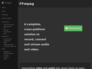 Screenshot sito: FFmpeg