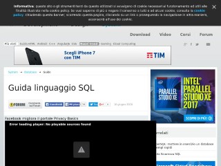Screenshot sito: Guida a SQL di HTML.it