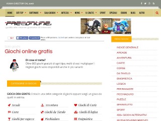 Screenshot sito: Sala Giochi Freeonline