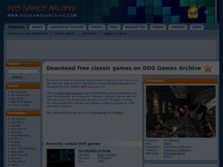 Screenshot sito: Dos games archive