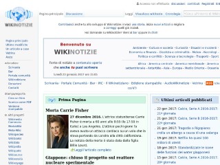 Screenshot sito: Wikinotizie