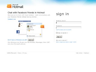 Anteprima sito: Hotmail