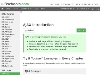Screenshot sito: W3schools Intro to Ajax