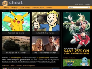 Screenshot sito: Cheathappens.com