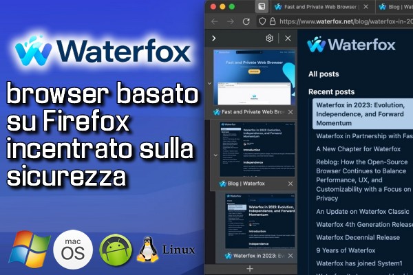 Waterfox: browser basato su Firefox incentrato sulla sicurezza