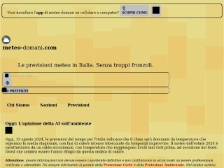 Screenshot sito: Meteo Domani