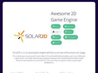 Screenshot sito: Solar2D