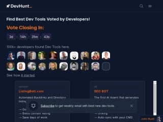 Screenshot sito: DevHunt