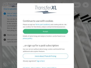 Screenshot sito: TransferXL