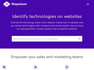 Screenshot sito: Wappalyzer