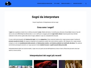 Screenshot sito: Sogni da interpretare