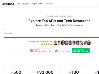Screenshot sito: APIHunt