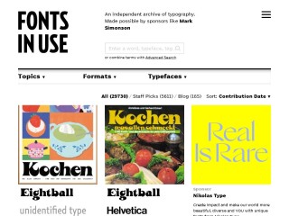 Screenshot sito: Fonts in Use