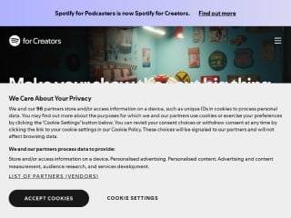 Screenshot sito: Spotify for Creators