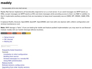 Screenshot sito: Maddy Mail Server