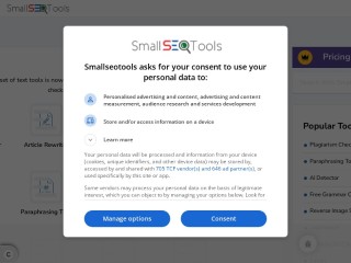 Screenshot sito: Small SEO Tools