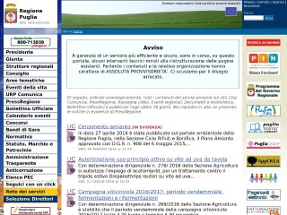 Screenshot sito: Regione Puglia